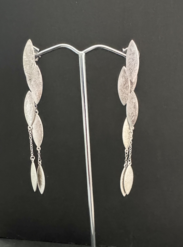 Ohrstecker 925 Silber mit Plättchen in Navettform